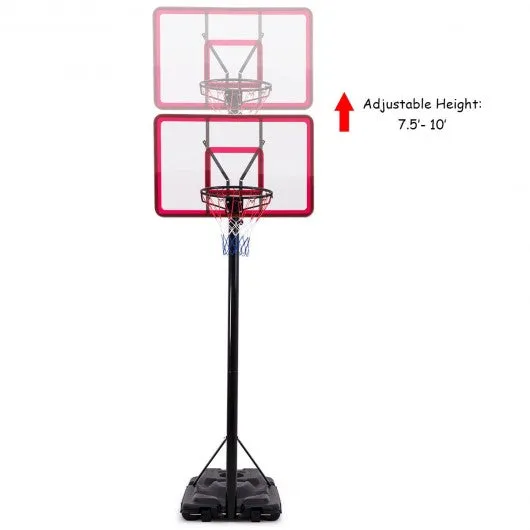 10' Height Adjustable Hoop Stand Basketball Backboard w/ Wheels