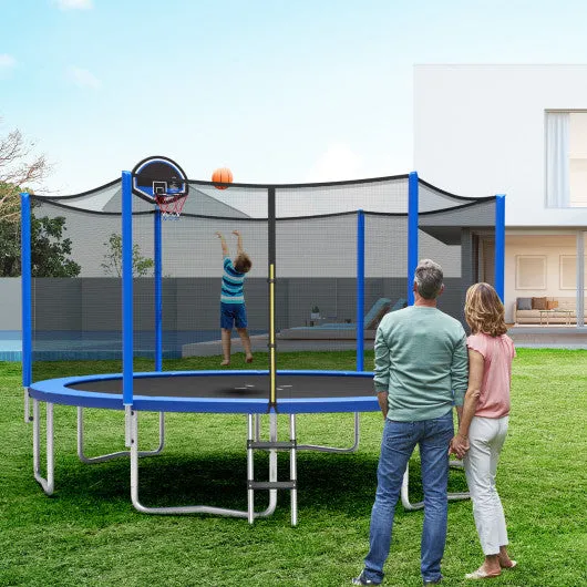 12/14/15/16 Feet Outdoor Recreational Trampoline with Enclosure Net-12 ft