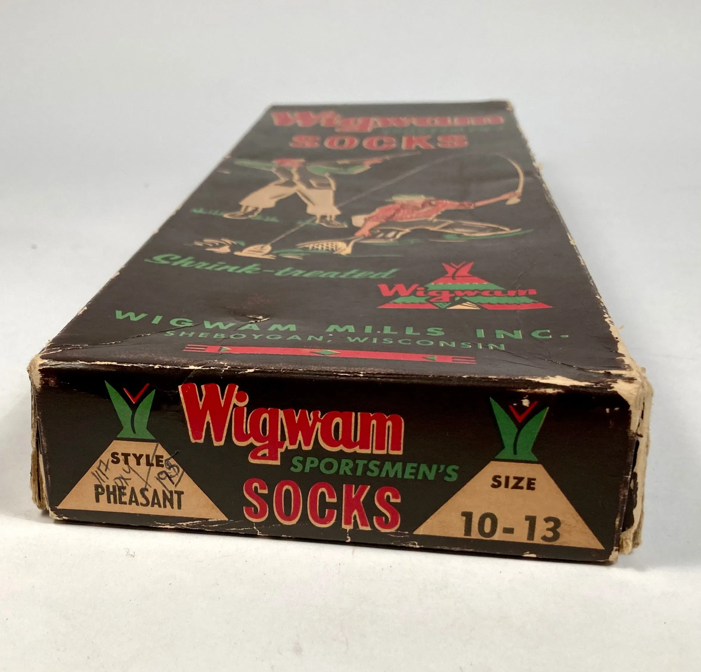 1940's-1950's WIGWAM SPORTSMAN SOCK BOX, Empty Vintage Clothing Package