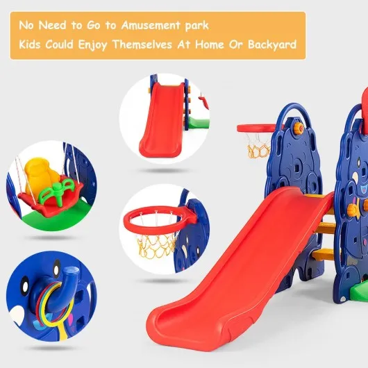 3 in 1 Junior Children Climber Slide Swing Seat Basketball Hoop