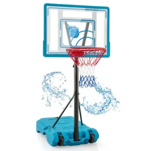 3.8-4.4 Feet Height Adjustable Pool Basketball Hoop for Kids Teens and Adults-Blue