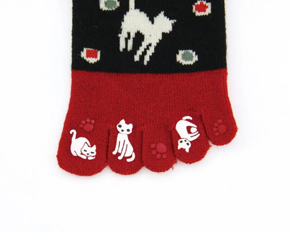 5-Toe Tabi Socks - White Cat