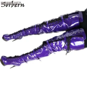 75Cm Thigh High Long Boot Women Purple Shoes High Heels Bed Footwear Size 10 Spring Booty Fetish Heels Platform