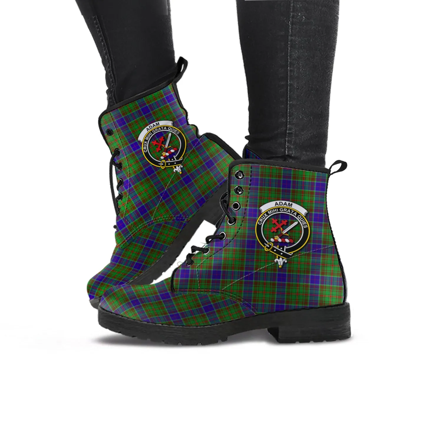 Adam Tartan Leather Boots with Family Crest