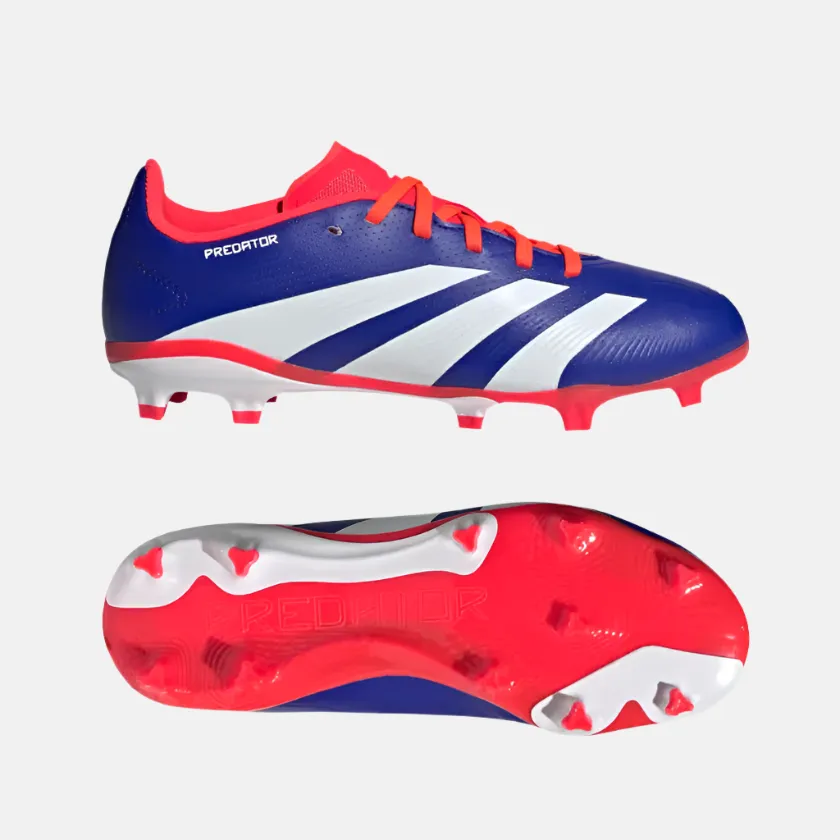 Adidas Predator League Firm Ground Kids Unisex Football Shoes -Lucid Blue/Cloud White/Solar Red