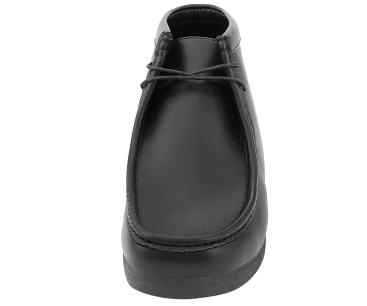 Amali Wallabee Boot Style Men's Black Leather High Top Shoes