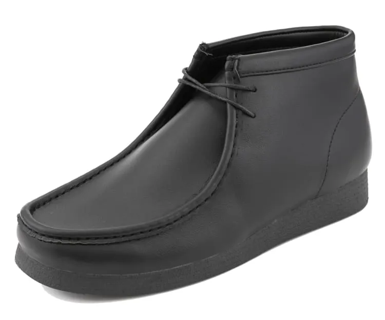 Amali Wallabee Boot Style Men's Black Leather High Top Shoes