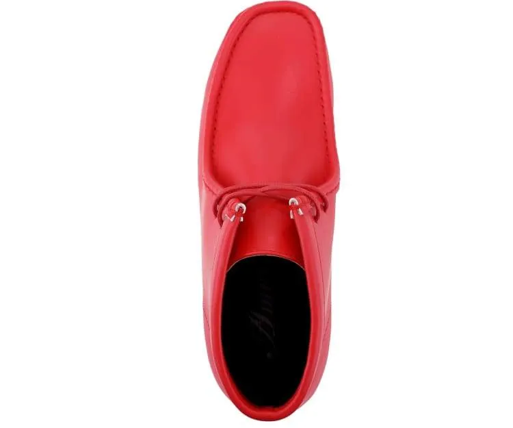 Amali Wallabee Boot Style Men's Bright Red Suede High Top Shoes