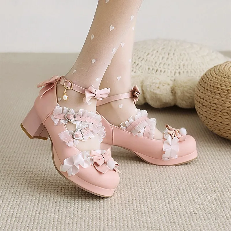 Amozae--Back to school outfit   Women Fashion Mary Jane Shoes Ladies New Cosplay Lolita Shoes Female Platform Breathable Casual Slide Footwear Plus Size 48