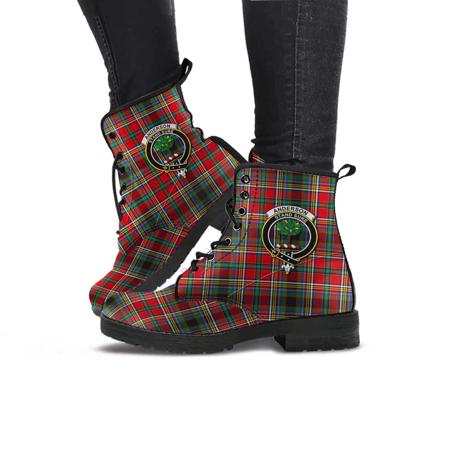 Anderson of Arbrake Tartan Leather Boots with Family Crest