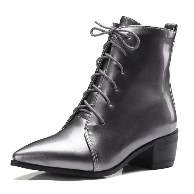 ankle Boots square med heels pointed toe