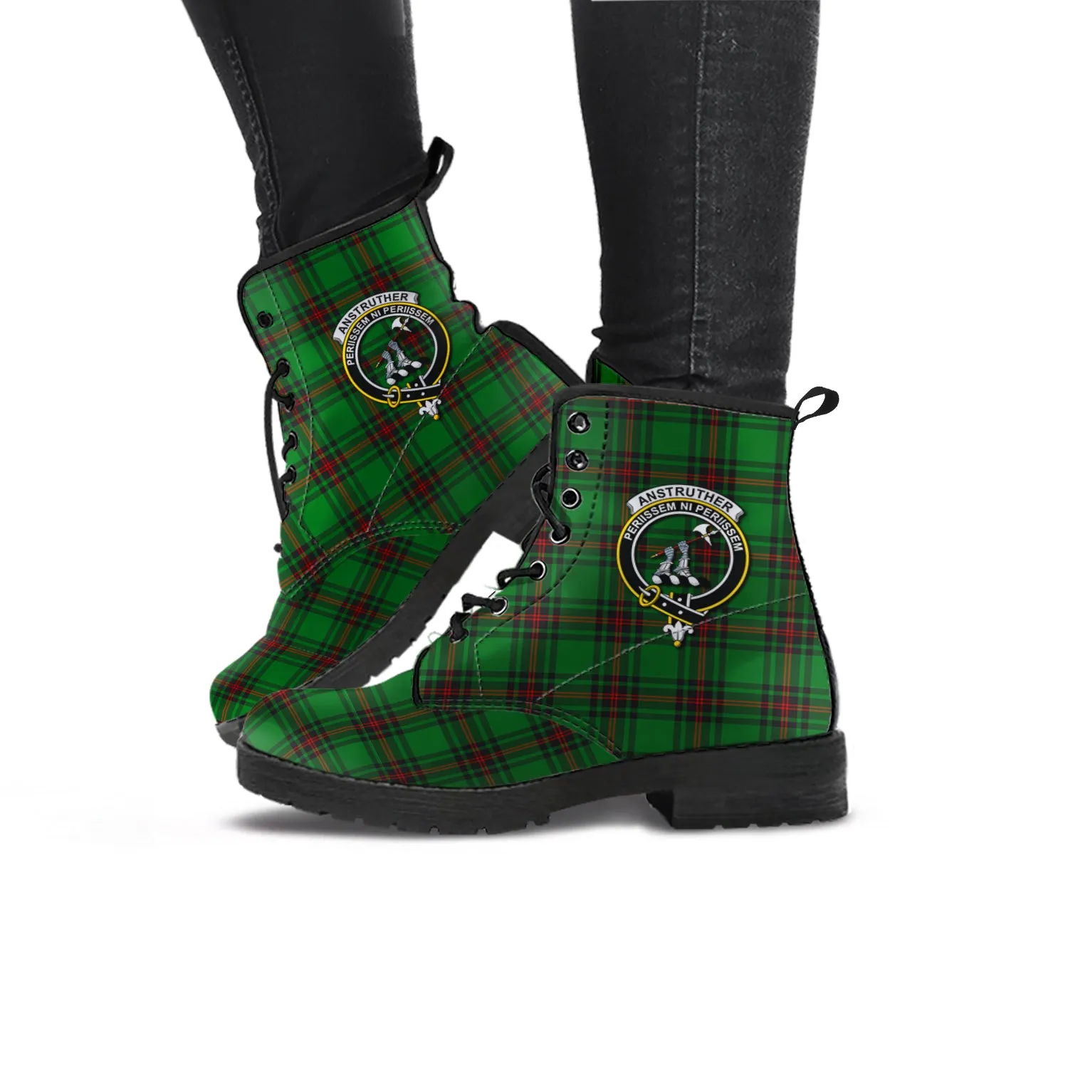 Anstruther Tartan Leather Boots with Family Crest