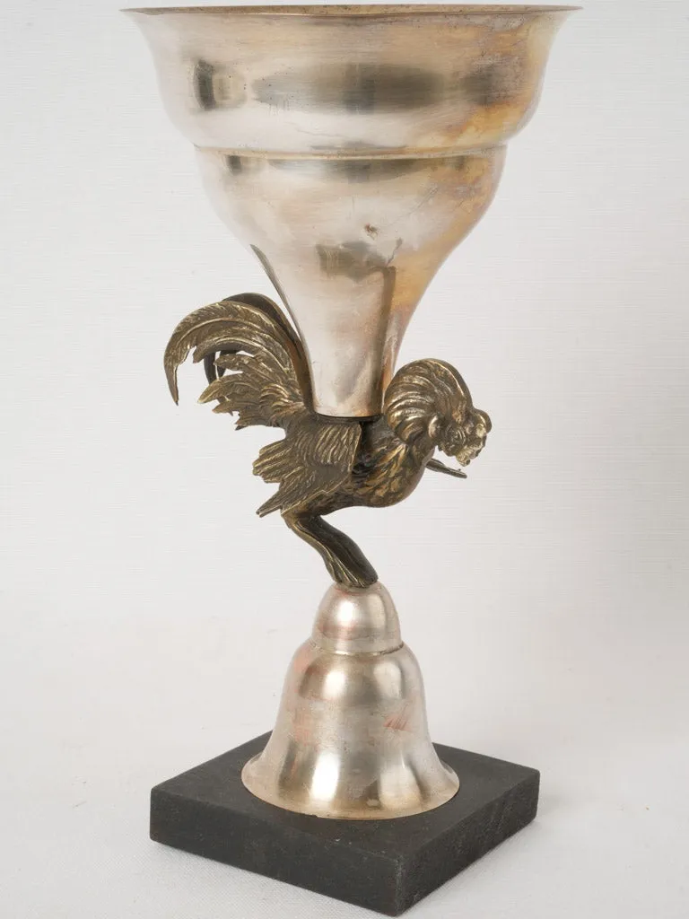 Antique French trophy w/ bronze rooster 13½"