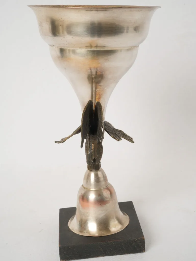 Antique French trophy w/ bronze rooster 13½"