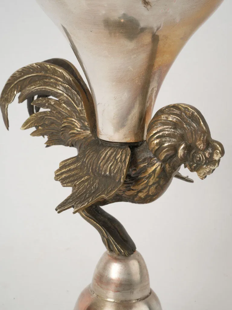 Antique French trophy w/ bronze rooster 13½"