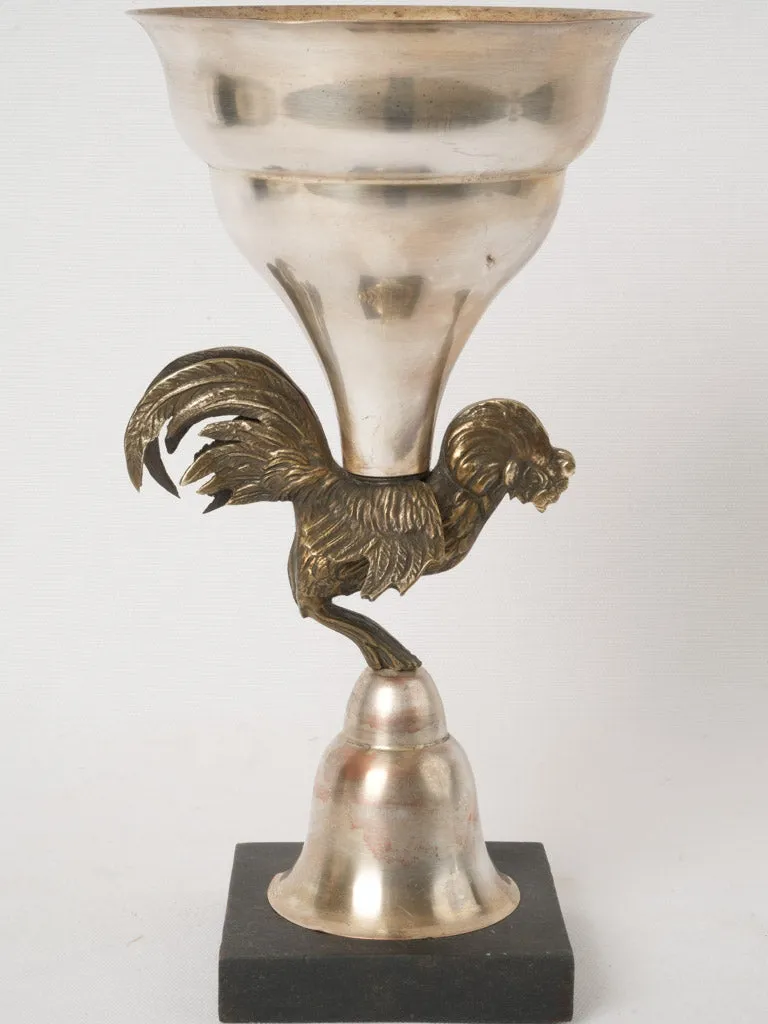 Antique French trophy w/ bronze rooster 13½"