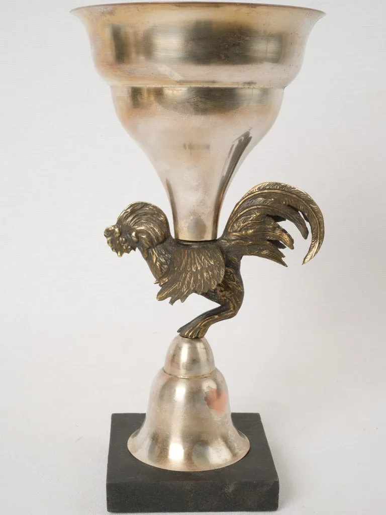 Antique French trophy w/ bronze rooster 13½"