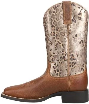 Ariat Women's Round Up West Leopard Square Toe Boots