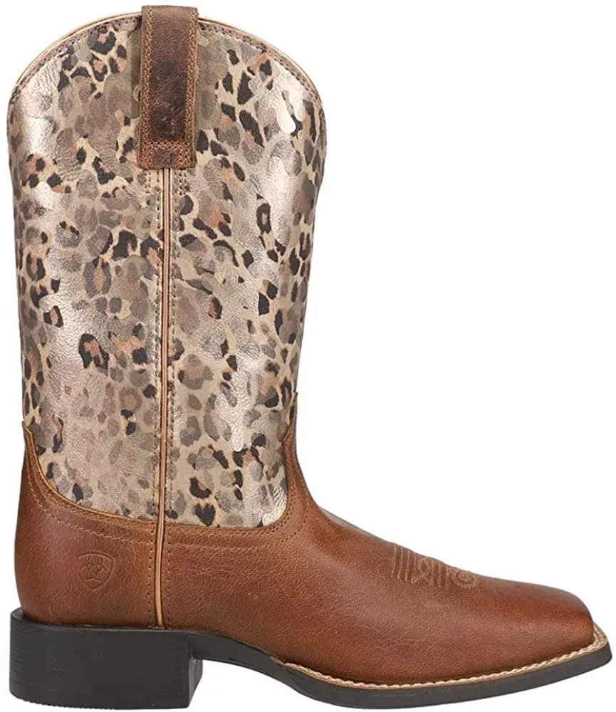 Ariat Women's Round Up West Leopard Square Toe Boots