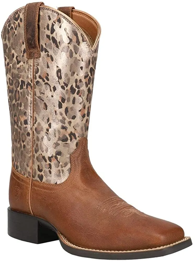 Ariat Women's Round Up West Leopard Square Toe Boots