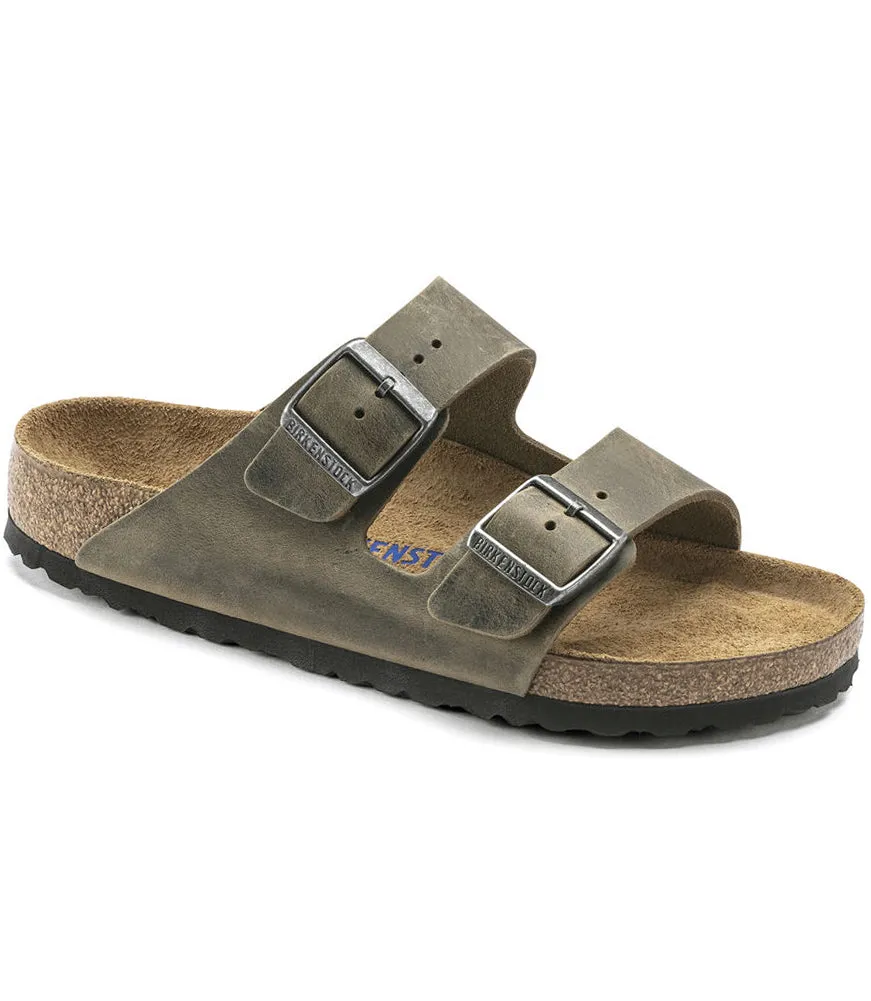 Arizona Soft Footbed in Khaki Oiled Leather Narrow Width by Birkenstock