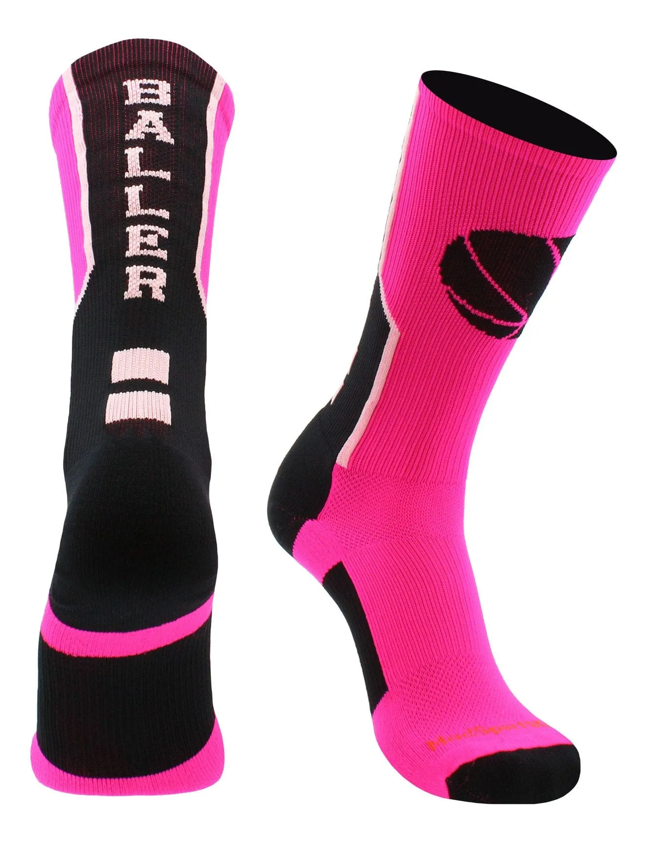 Baller Basketball Socks with Basketball Logo Crew Length