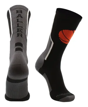 Baller Basketball Socks with Basketball Logo Crew Length