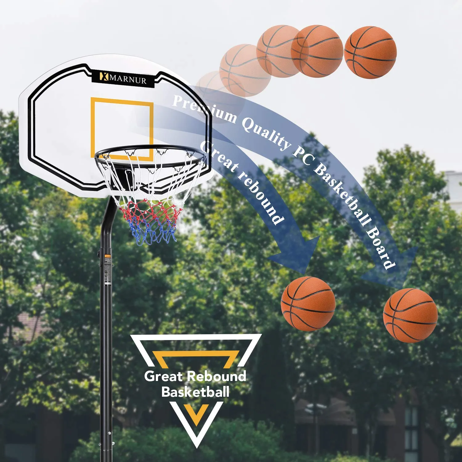 Basketball Hoop Portable Basketball Goal Basketball System 35"x23.6" Backboard with Adjustable Height and Removable Wheels Outdoor/Indoor for Kids/Youth/Teenagers