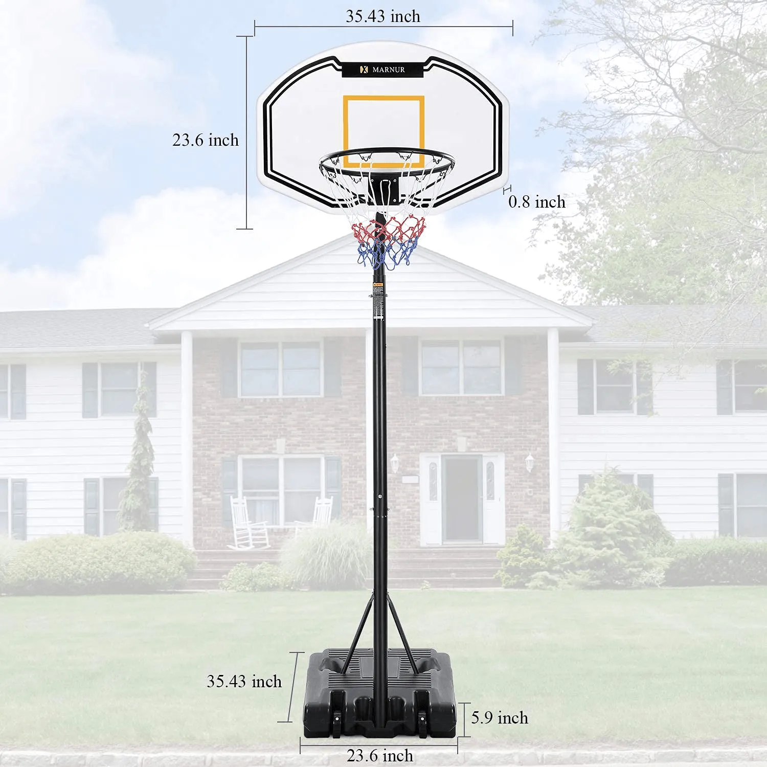 Basketball Hoop Portable Basketball Goal Basketball System 35"x23.6" Backboard with Adjustable Height and Removable Wheels Outdoor/Indoor for Kids/Youth/Teenagers