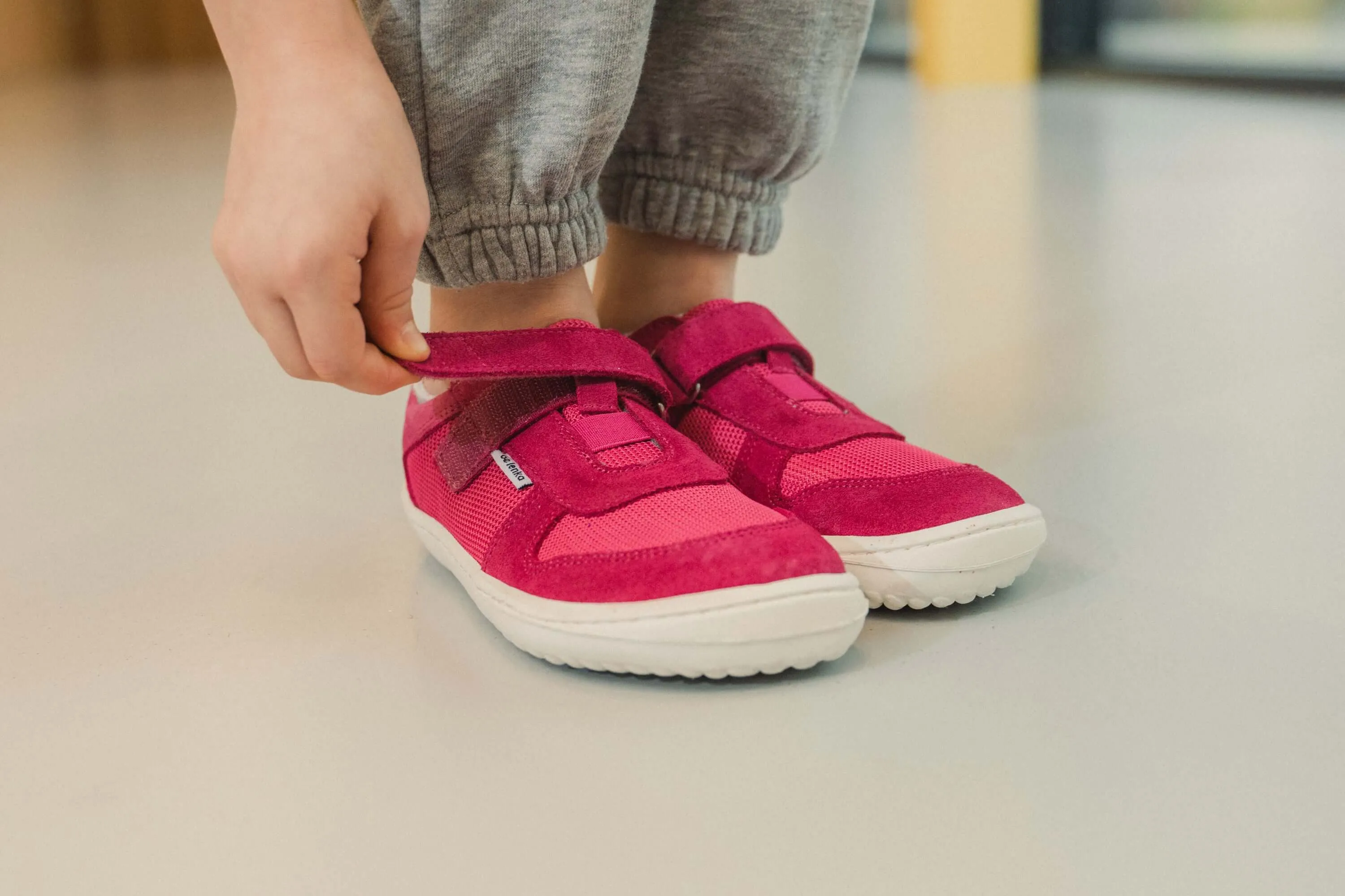 Be Lenka Kids barefoot sneakers Joy - Dark Pink & White