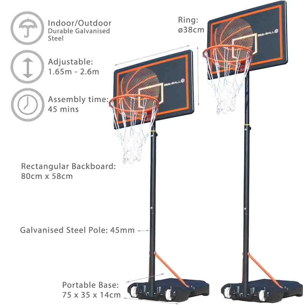 Bee-Ball Pro Impact High-Quality Basketball Hoop & Stand