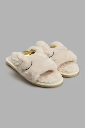 Beige Crown Slipper