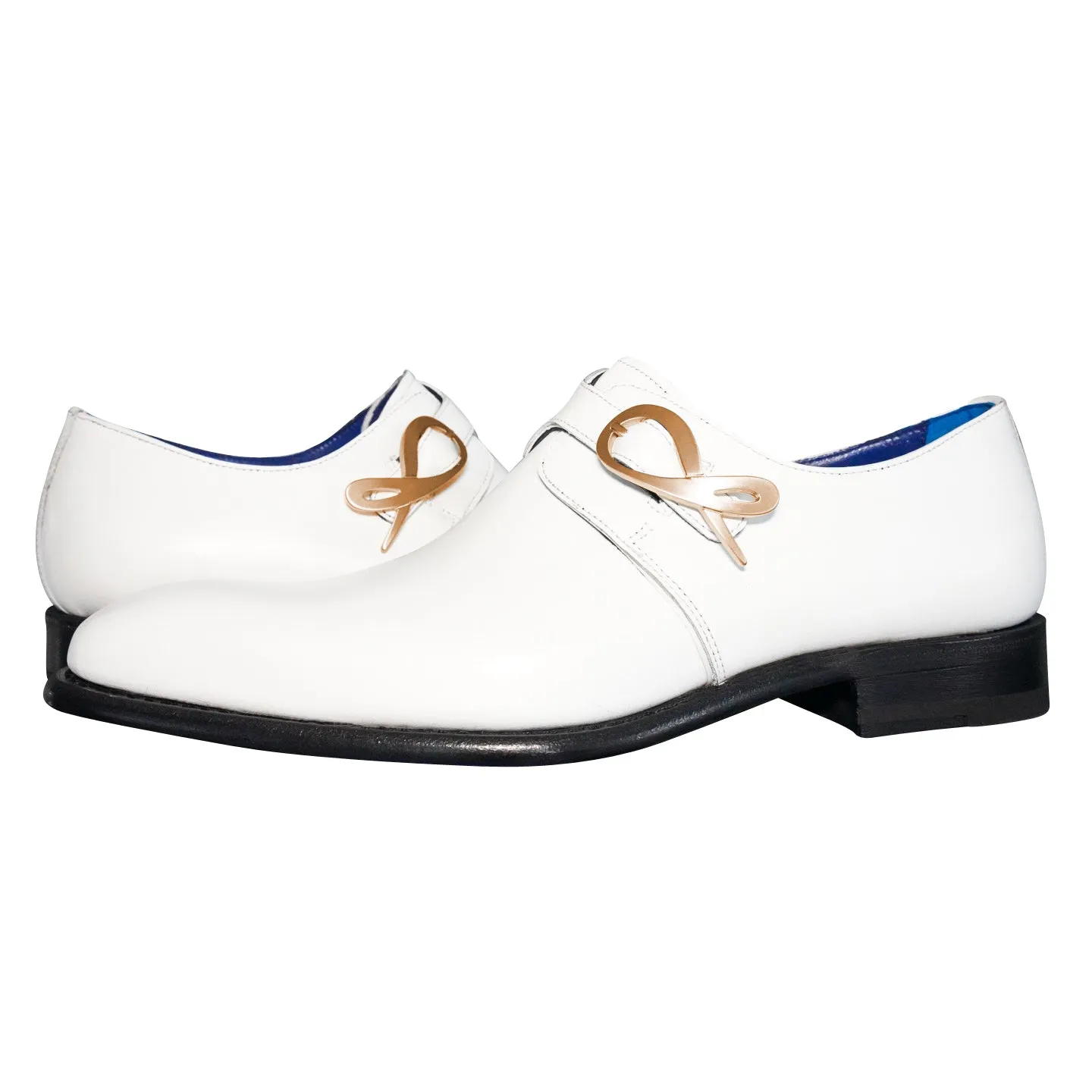 Bianco With Yellow Gold Hardware Monk Strap