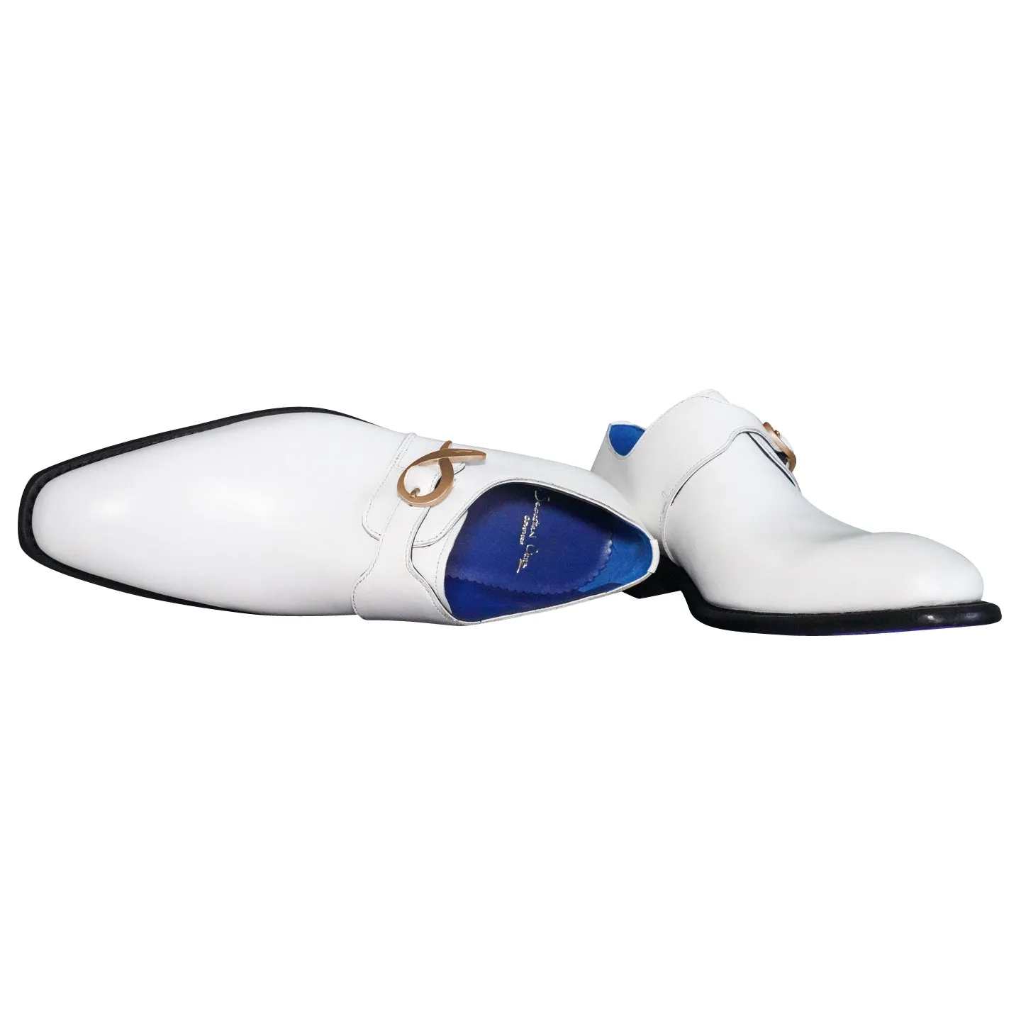 Bianco With Yellow Gold Hardware Monk Strap