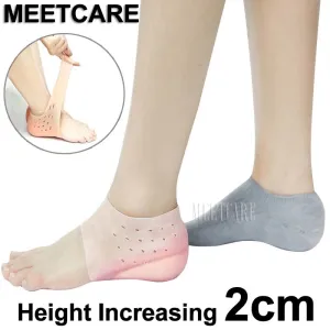 Bionics Increase Height 2cm Silicone Gel Pads In Socks Protect Heel Lift Foot Care Insole Invisible Shoes Plantar Fasciitis Pad