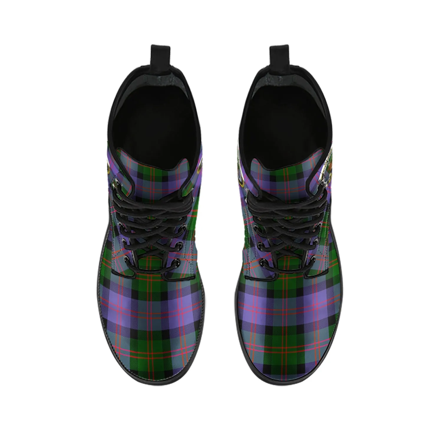 Blair Modern Tartan Leather Boots with Family Crest