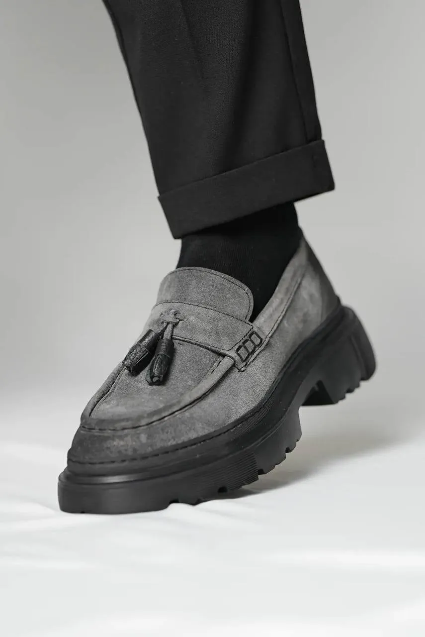 Bojoni Omaha Suede Leather Black Loafers Shoes