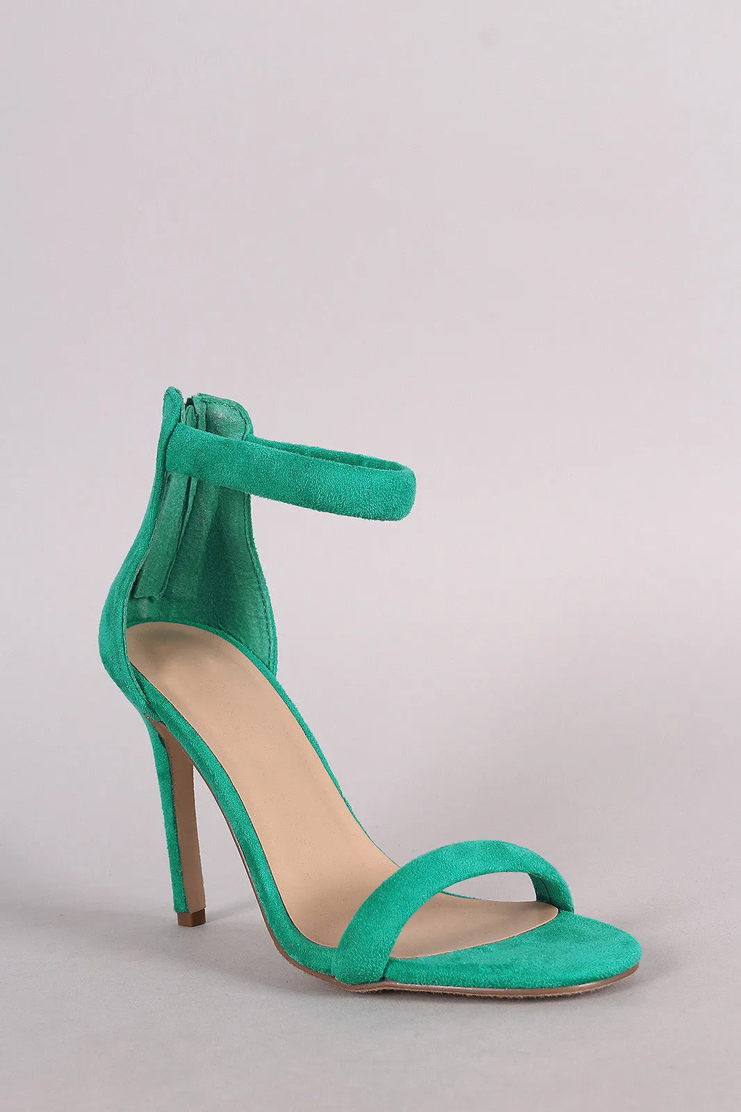 Breckelle Suede Open Toe Stiletto Heel