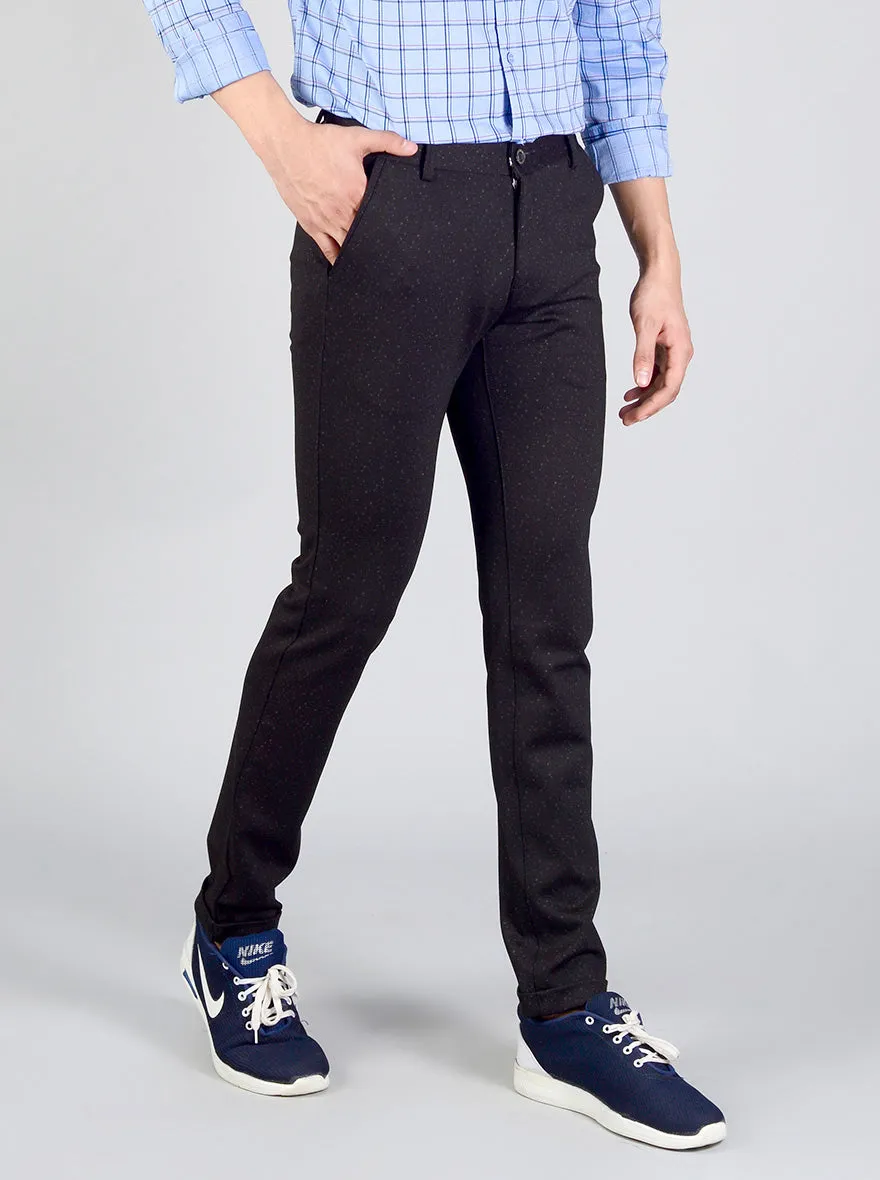 Caviar Black Printed Slim Fit Casual Trouser | JadeBlue