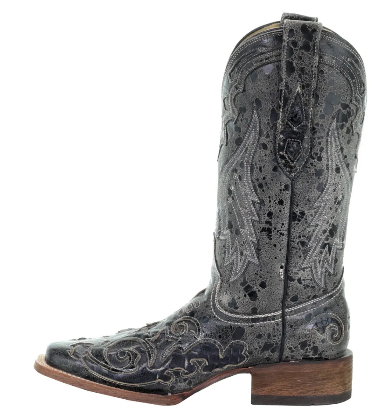 CORRAL WOMEN'S BLACK SNAKE INLAY BOOT- A2402