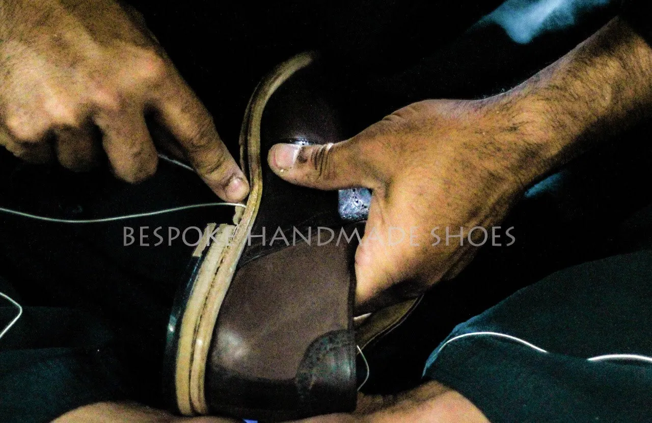 Custom Made Orange Tan Hand Painted Animal Print Leather Black Toe Shaded Oxford  Wingtip Lace Up Men Shoes