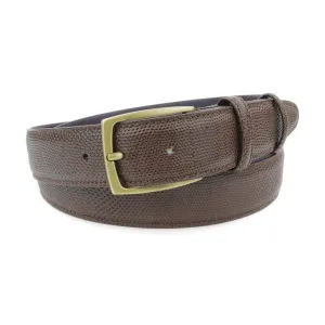 Dark Brown Carung Texture Satin Gold Belt