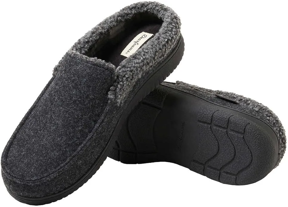 Dearfoams Men's Indoor Outdoor Slippers Black