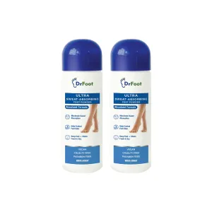 Dr Foot Ultra Sweat Absorbing Foot Powder Helps to remove Sweaty Feet with Unique Absorbent Formula with Zinc Oxide, Tricalcium Phosphate - 100 Gm (Pack of 2)