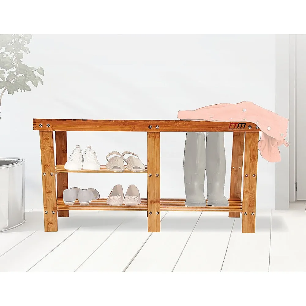 Eco-friendly Bamboo Shoe Rack Bench with Boot Storage