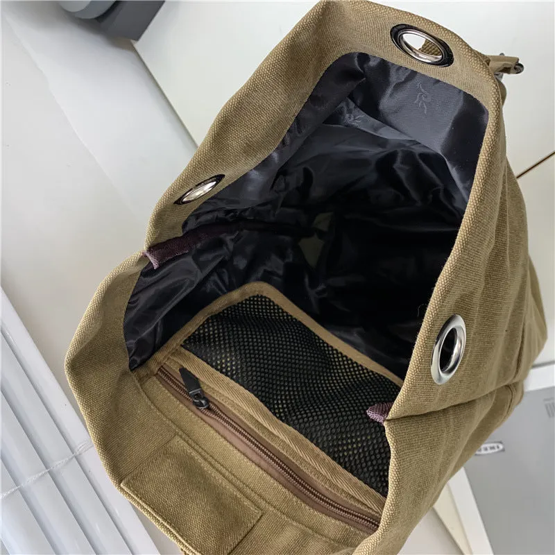 Fashion Men's Bag Large Capacity Travel Backpack Men's and Women's Outdoor Travel Sports Water Bucket Backpack Trend Canvas Schoolbag