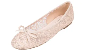 Feversole Round Toe Lace Ballet Crochet Flats Nude Women's Comfy Breathable Shoes