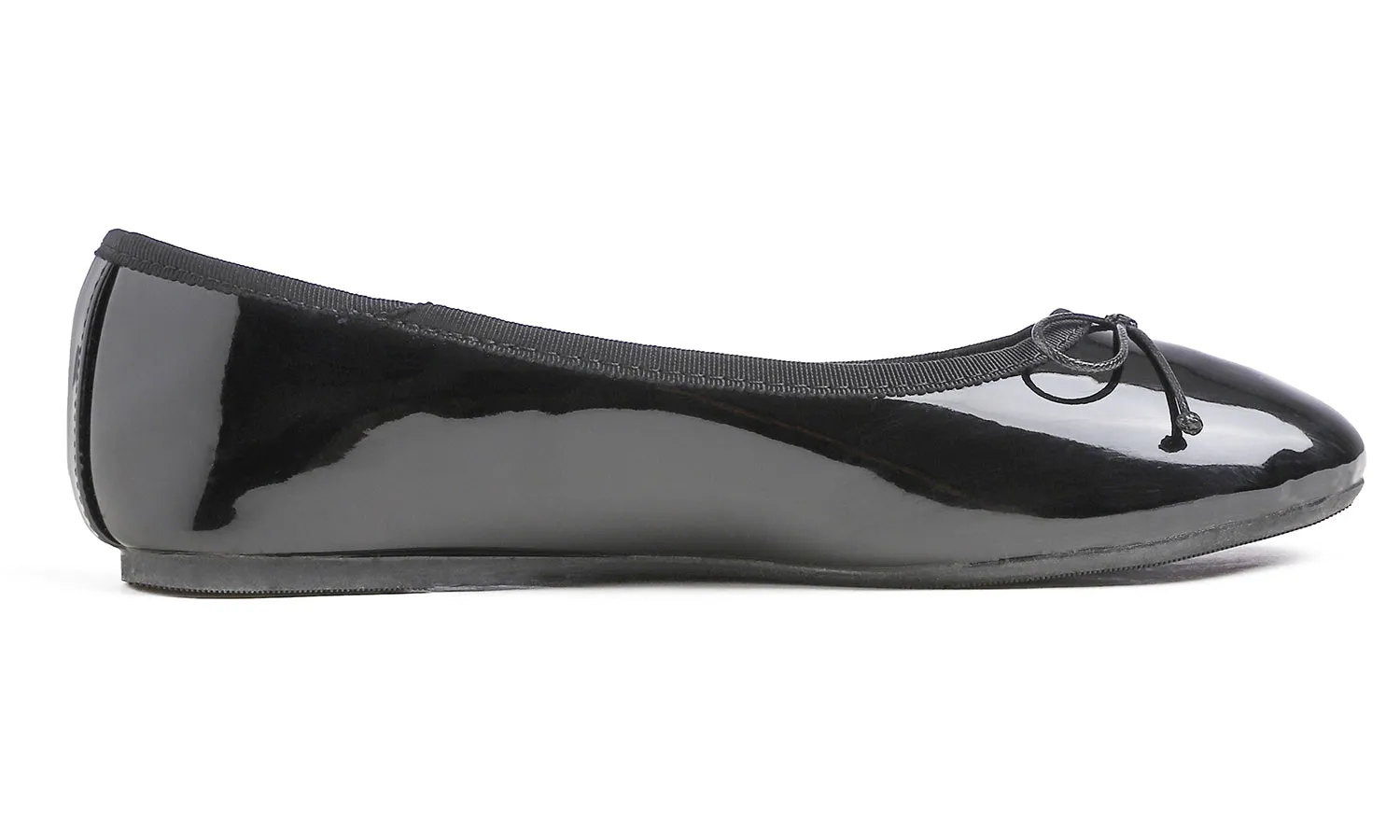 Feversole Women's Macaroon Black Memory Foam Cushion Insock Patent Ballet Flat