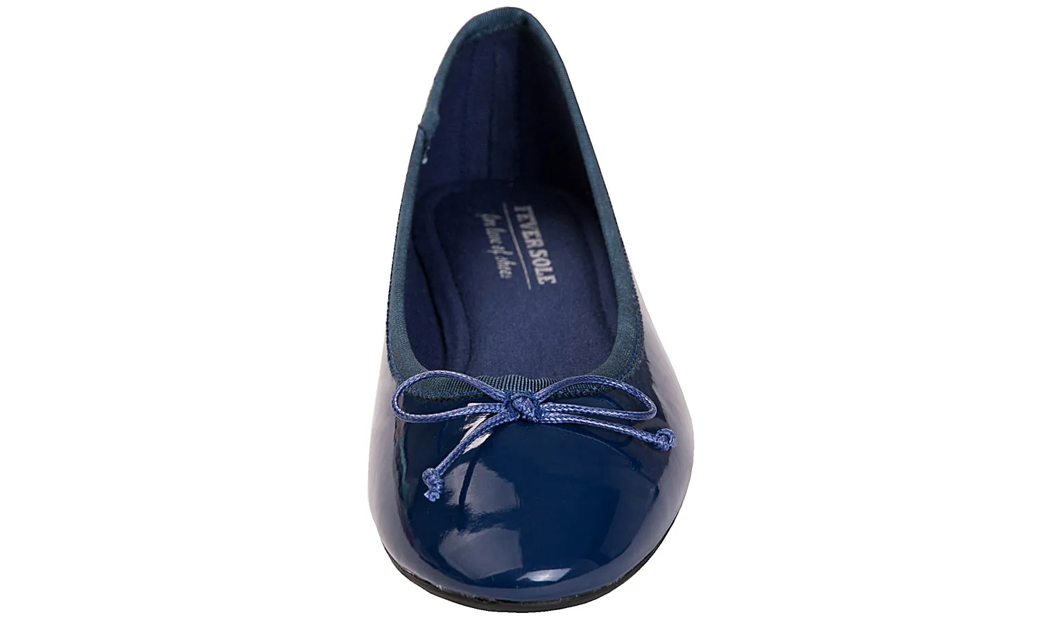 Feversole Women's Macaroon Navy Memory Foam Cushion Insock Patent Ballet Flat