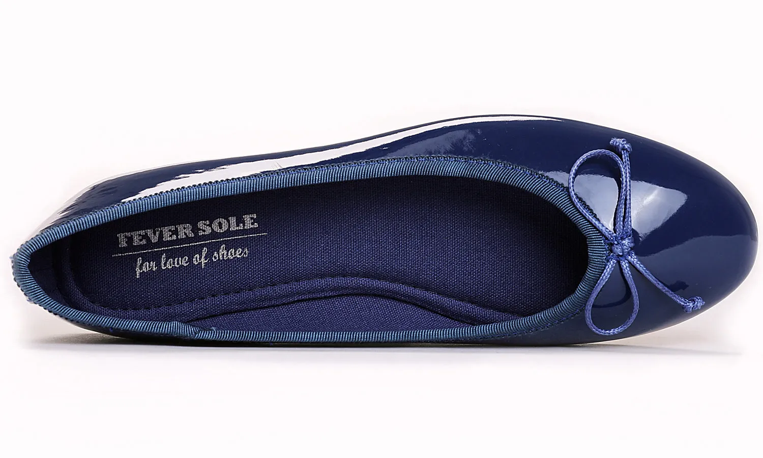 Feversole Women's Macaroon Navy Memory Foam Cushion Insock Patent Ballet Flat